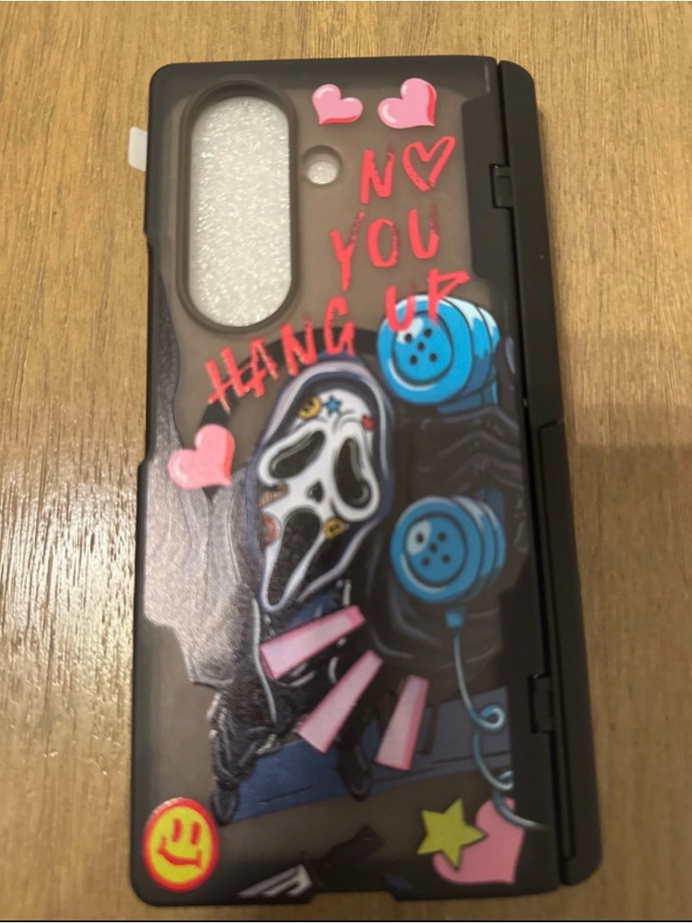 Stylish Black Graphic Phone Case with Pink Accents